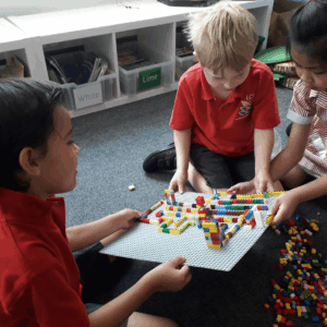 Year 1 making mazes in Brick club Sept 2025